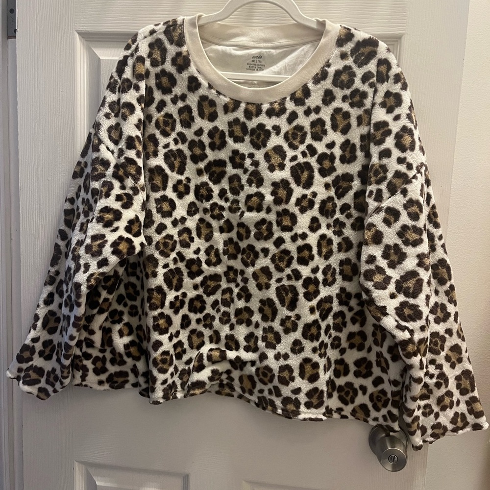 Aerie Leopard Print Cozy Pajama Sweatshirt